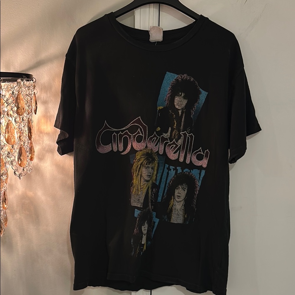 MadeWorn Cinderella Black Graphic Tee with glitter effect like new worn once